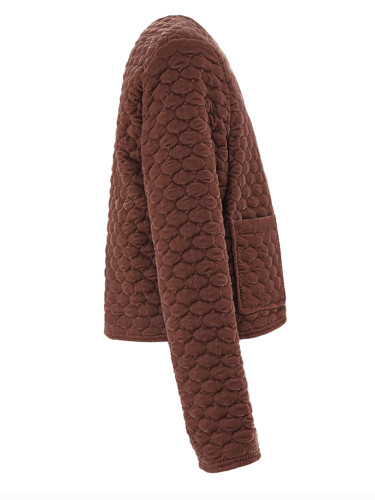[EAM] Brown Pocket Big Size Short Warm Cotton-padded Coat Long Sleeve Women Parkas Fashion Tide New Autumn Winter 2024 CPG2371