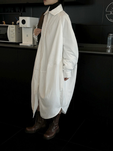 [EAM] White Big Size Long Elegant Cotton-padded Coat Long Sleeve Women Parkas Fashion Tide New Autumn Winter 2024 1DH7733