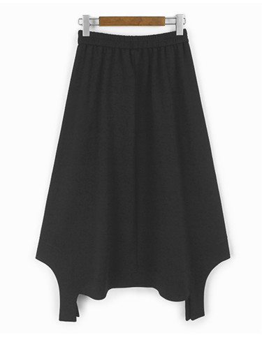 [EAM] High Elastic Waist Black Irregular Hem Brief Casual Half-body Skirt Women Fashion Tide New Spring Autumn 2024 1DH8302