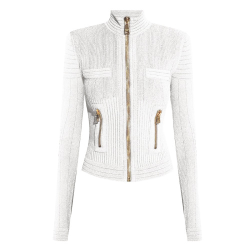 {EAM} Spring and autumn new Europe and the United States high quality sweater long sleeve crewneck cardigan woolen coat DLZ381