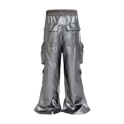 {EAM} European and American high street wash loose wide leg profile coating matte overalls micro-ripped biker jeans DLZ391