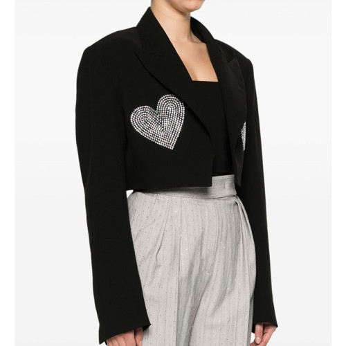 {EAM} 25 new European and American high-end women's rhinestone heart-shaped short coat small suit DLZ399