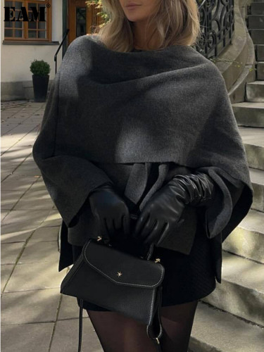 {EAM}Knitted short coat coat Europe and the United States cross-border lazy shawl cape scarf collar warm and comfortable DLZ406