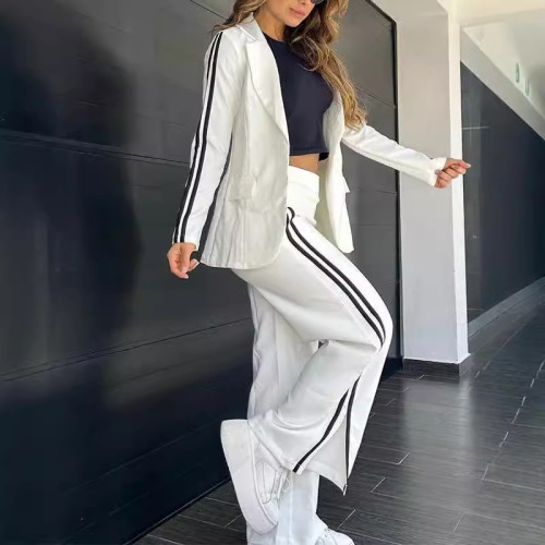 {EAM} 2025 Cross-border independent station Europe and the United States foreign trade new _ Autumn and winter ladies casual lapel suit wide-leg pants two-piece set DLZ437