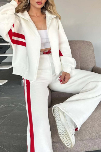 {EAM} 2025 Europe and the United States cross-border Amazon autumn foreign trade Y2K striped zipper top coat casual sports suit DLZ435