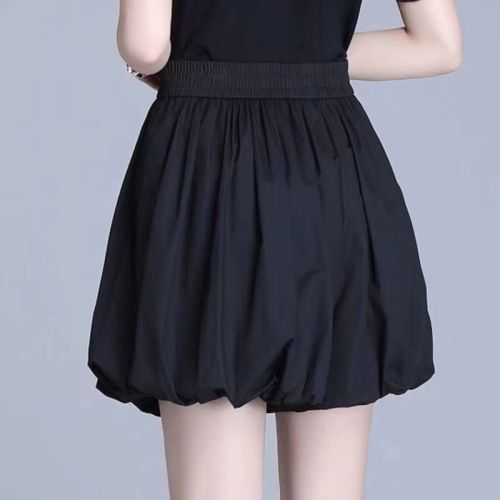 {EAM}High-waisted bloomers women's pants summer thin culottes 2024 new skirt burst five-point casual bracteel shorts DLZ466