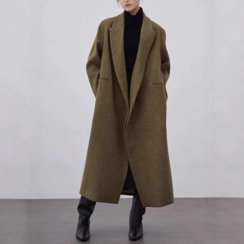 {EAM} Minimalist 25 Autumn Winter Woolen Coat Women Loose Silhouette High Sense Wool Coat Coat Women DLZ460