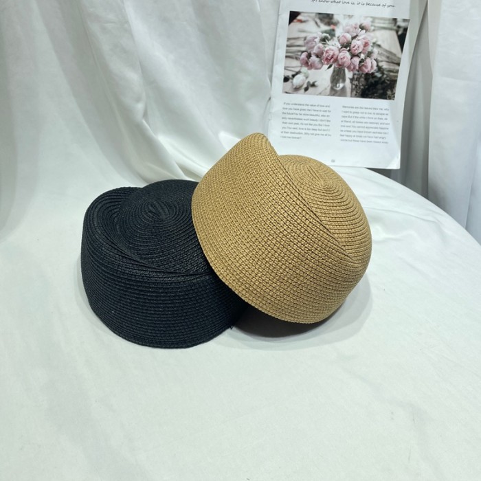 EAM Straw Beret Hat Summer Fedora Sun Cap for women Hostess Pillbox Hat Millinery Fascinator Base DLZ510