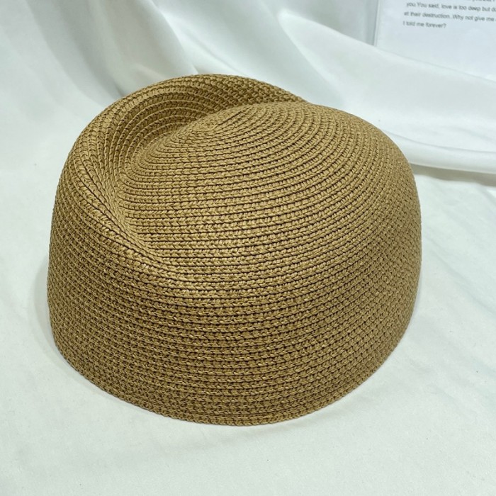 EAM Straw Beret Hat Summer Fedora Sun Cap for women Hostess Pillbox Hat Millinery Fascinator Base DLZ510