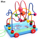 Kids Chidren Wooden Cartoon Print Wire Maze Roller Coaster Drawstring Pull Car Toys Gift Math Counting Circle Beads Abacus Educational Toys