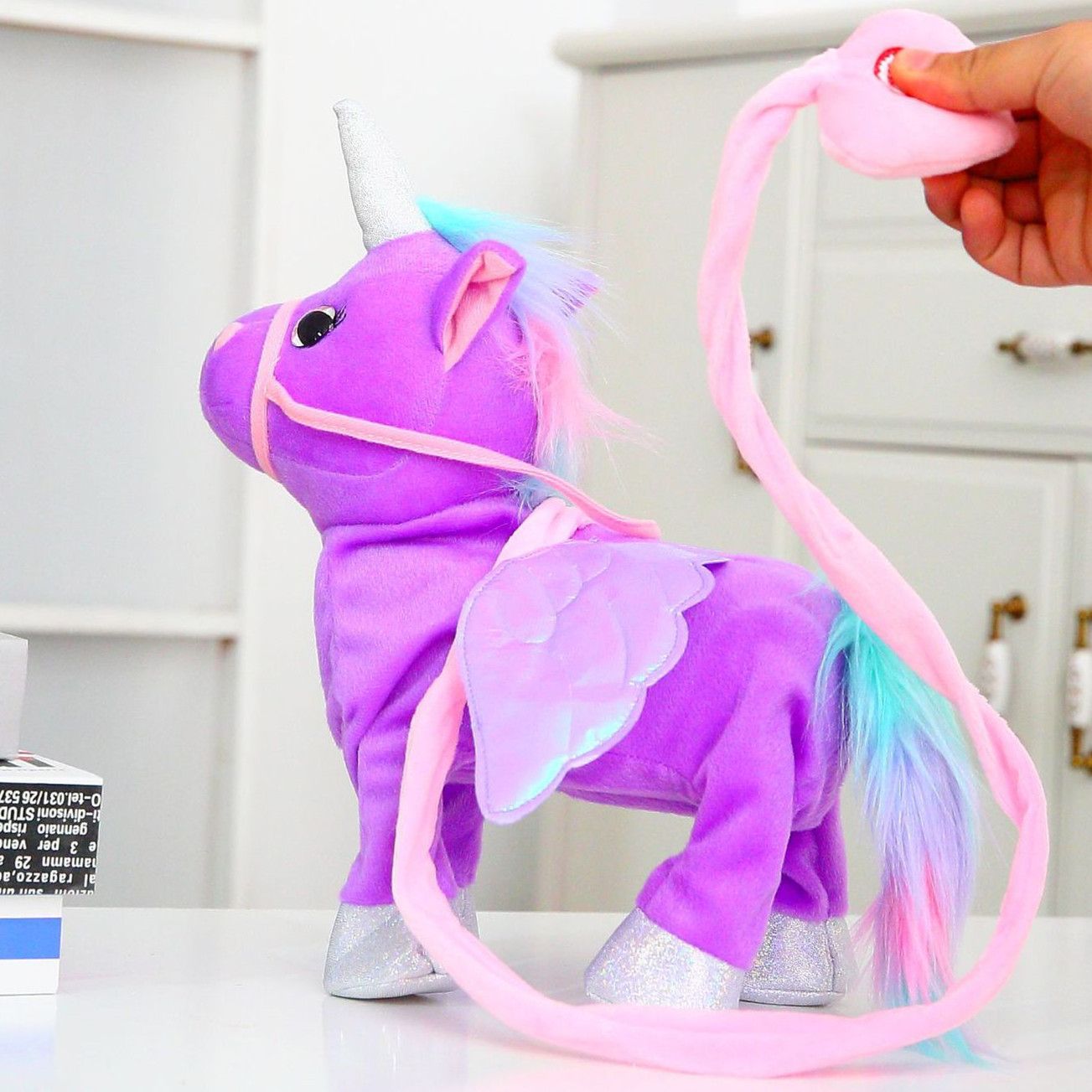 walking unicorn plush toy