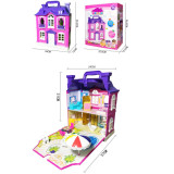 Portable Carry Princess Little House with Backyard Garden Pretend Play Dollhouse