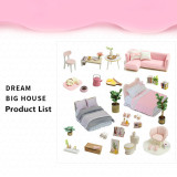 Lovely Girls Dream DIY Princess Miniature Duplex Dollhouse Toys with LED Lights
