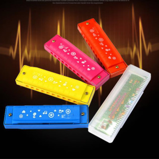 Children Musical Instrument Puzzle Early Education Toys 10-Hole Blues Cartoon Plastic Harmonica