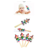 Baby Early Childhood Educational Toys Wooden Colorful Cartoon Smile Cross Rainbow Rattle