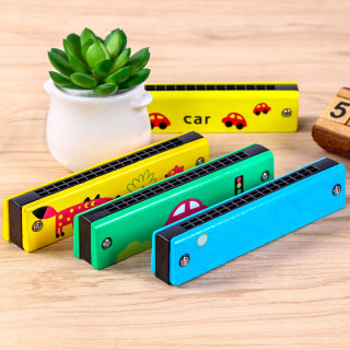 Children's 16-Hole Harmonica Kindergarten Wooden Novelty Puzzle Early Education Musical Instrument Toy
