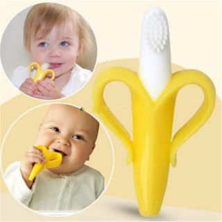 Baby Silicone Training Toothbrush Banana Shape Safe Toddle Teether Chew Toys Teething Ring Gift For Infant Baby Chewing