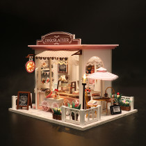 DIY Chocolatier Cabin Dollhouse New Cocoa Fantastic Wooden Villa Toy Gift for Kids