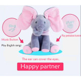 Singing & Talking Toy Doll Peek A Boo Elephant Electric Stuffed Animals Plush Musical Doll Toy for Children Baby Birthday Gift