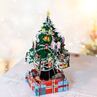 3D Christmas Tree Greeting Card Xmas Handmade Gift Cards