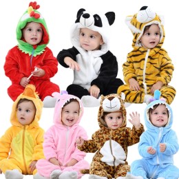Baby Cartoon Animal Onesie Jumpsuit Romper Infant Toddler Flannel Hooded Costume Pajamas Sleepsuit