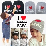Lovely Cotton Baby Boys Girls Beanie Cap Infant Kids Hats I Love PAPA MAMA