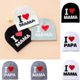 Cotton Soft Beanie Hat Cap for Kids Baby Boys Girls I Love Mama Papa
