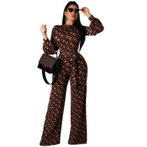 9135 Sexy fashion printed wide-leg jumpsuit