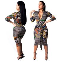 9100 women bodycon printed dress