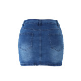 6066 women web celebrity hot style wrap jeans skirt
