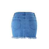 6065 women web celebrity wrap jeans skirt