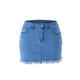 6065 women web celebrity wrap jeans skirt
