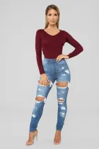 6025 women holes jeans pant