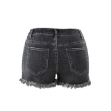 666 women holes hot style fringed jeans shorts
