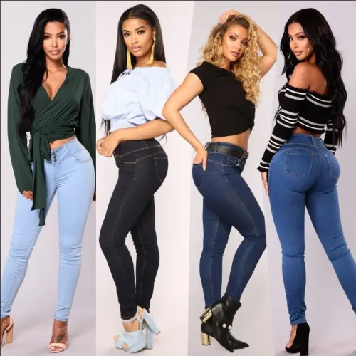 6033 ladies' wide waist small feet long jeans pants