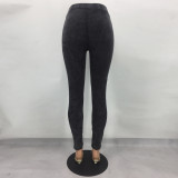 249 hot sell crumpled high-waisted women ladies' jeans