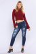 6031 women ripped jeans high-elastic ninth jeans pant