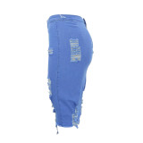 6011a  women ripped holes jeans skirt