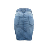 6026 women ripped holes jeans skirt