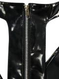 plus size women pvc leather dress 9007