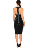 plus size women pvc leather dress 9007