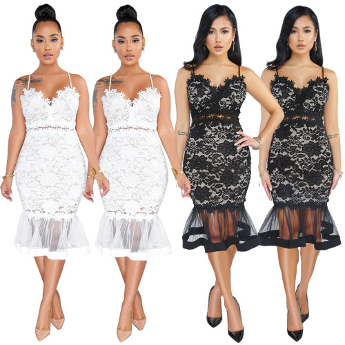 women lace see trought dress Q218