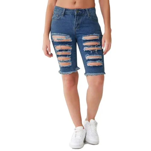 sexy holes tassels jeans pants 6096