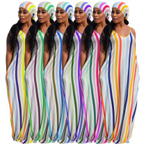 sexy v-neck maxi long strip dress 9362