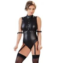 sexy leather vinyl romper jumpsuit F1113