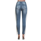 women holes tassels jeans Q311
