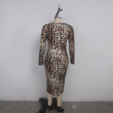 sexy leopard v-neck dress 9416