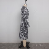 sexy leopard v-neck dress 9416