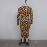 sexy leopard v-neck dress 9416