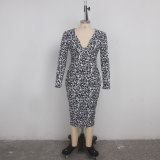 sexy leopard v-neck dress 9416